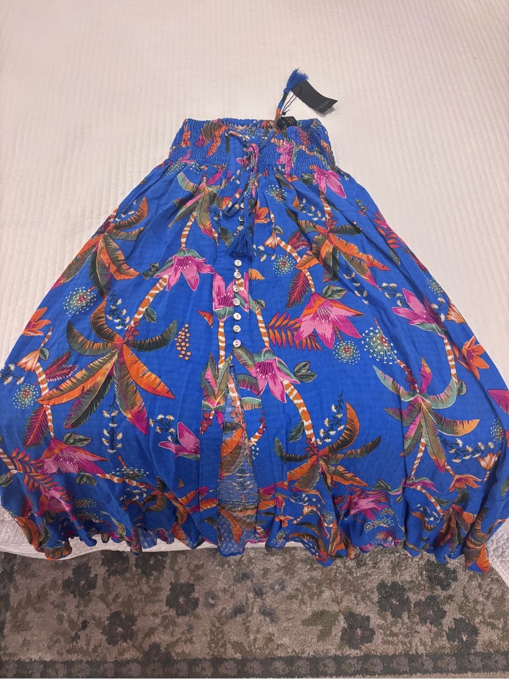 RACHEL Rachel Roy Royal Blue Tropical Print A-Line Skirt
